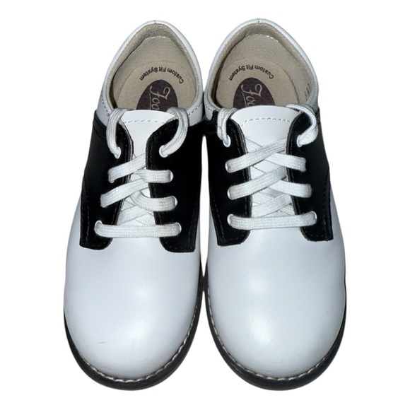 Footmates Cheer Black White Leather Saddle Shoes Toddler Youth Size 11 Medium - Picture 3 of 7